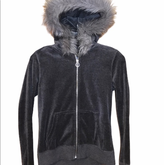 Michael Kors Hooded Faux Fur Trim Jacket Small EUC